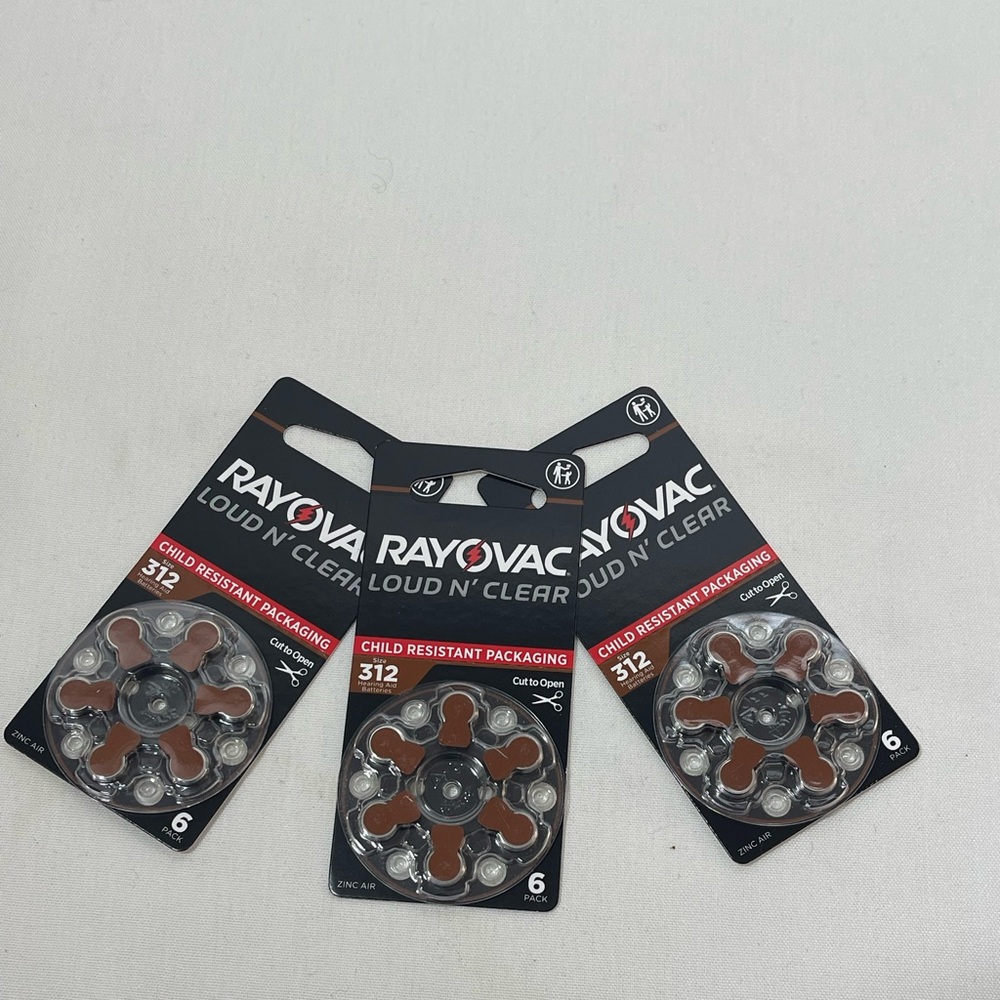 Rayovac Size 312 Hearing Aid Batteries 18 Batteries good till 2028 18 total
